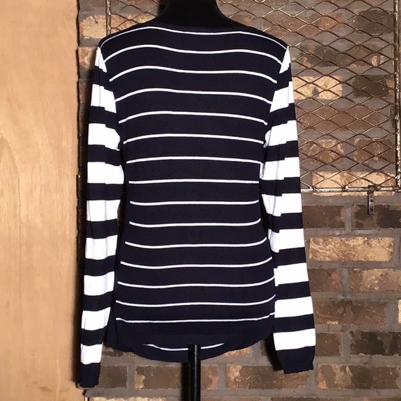 The Limited sweater boat collar ribbed sides black white stripes M - Picture 3 of 6